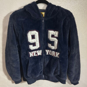 Women's Cult Favorite Blue Fuzzy Hoodie Jacket Size M